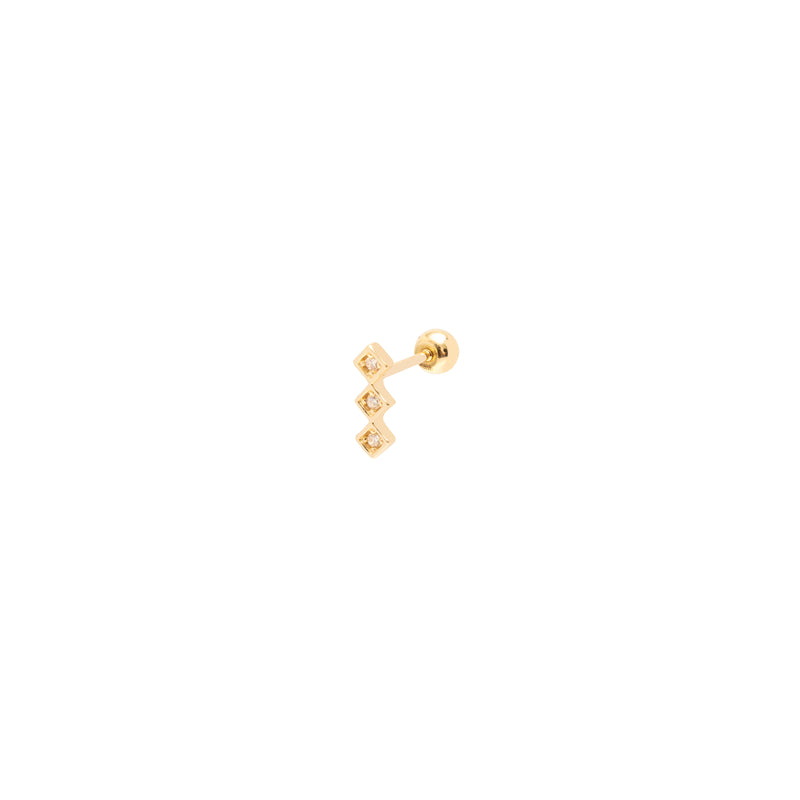 Bar diamond 14k gold Labret