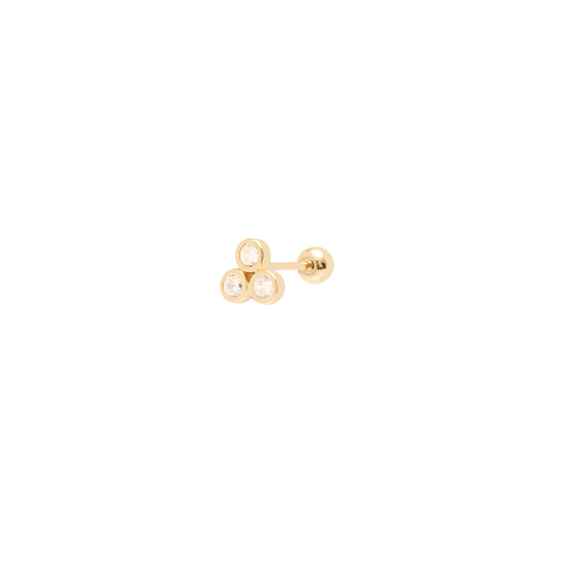 Trio triangle crystal bar 14k gold Labret