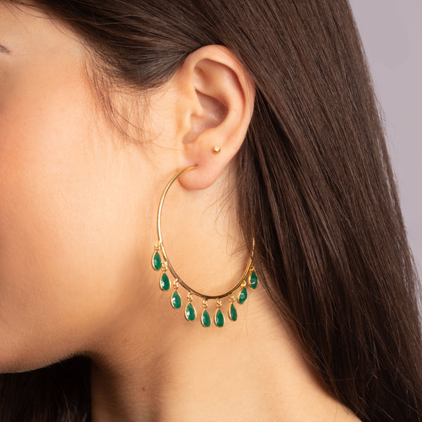 Romira semi precious stone hoop earrings