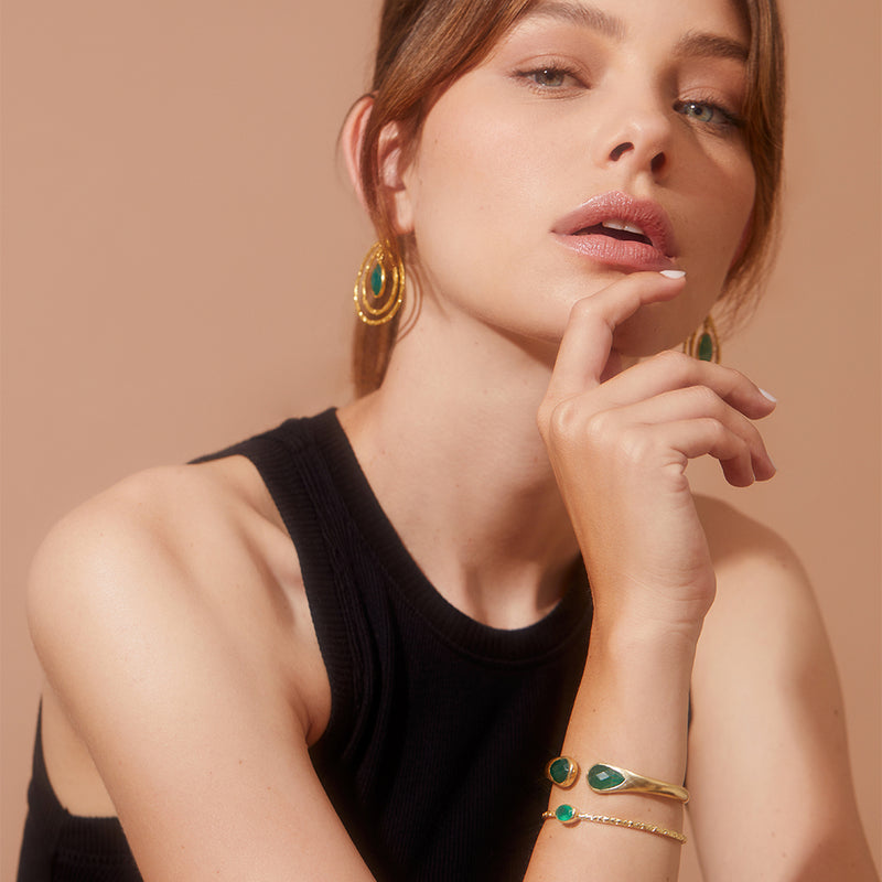 Hannah semi precious stone 2 micron gold bangle
