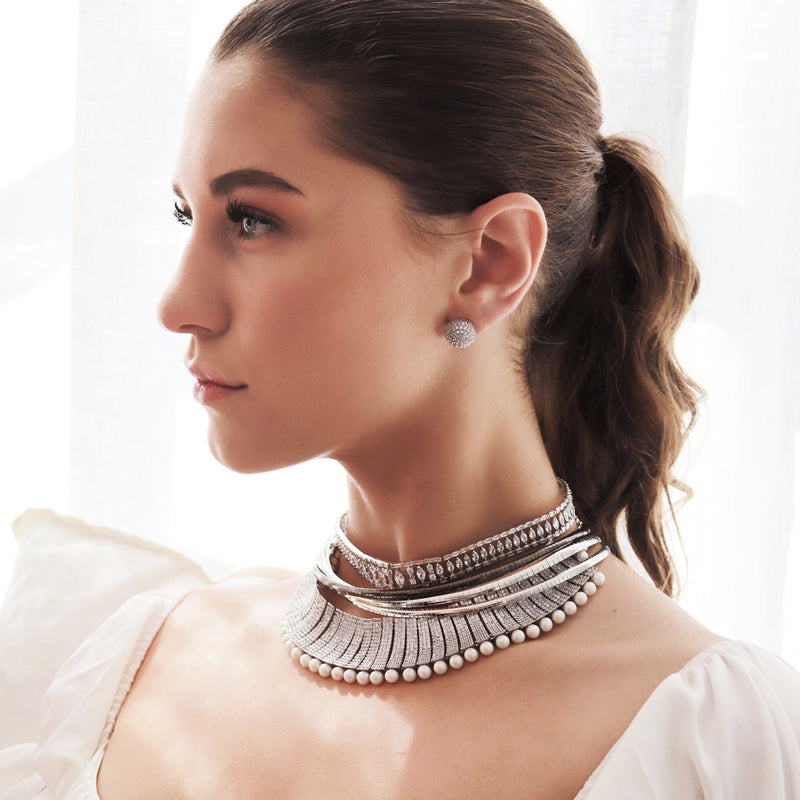 Kamari crystal and pearl necklace