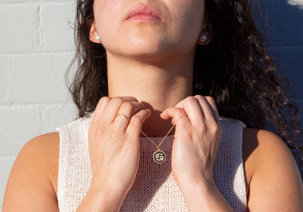 Cancer star sign gold necklace