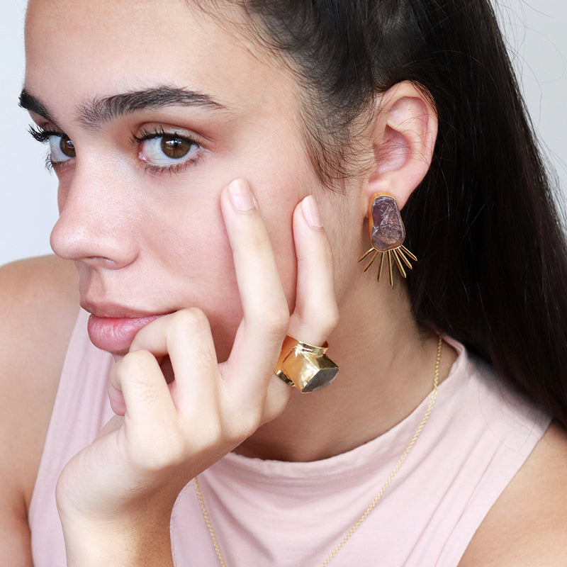 Raakal semi-precious gold earrings