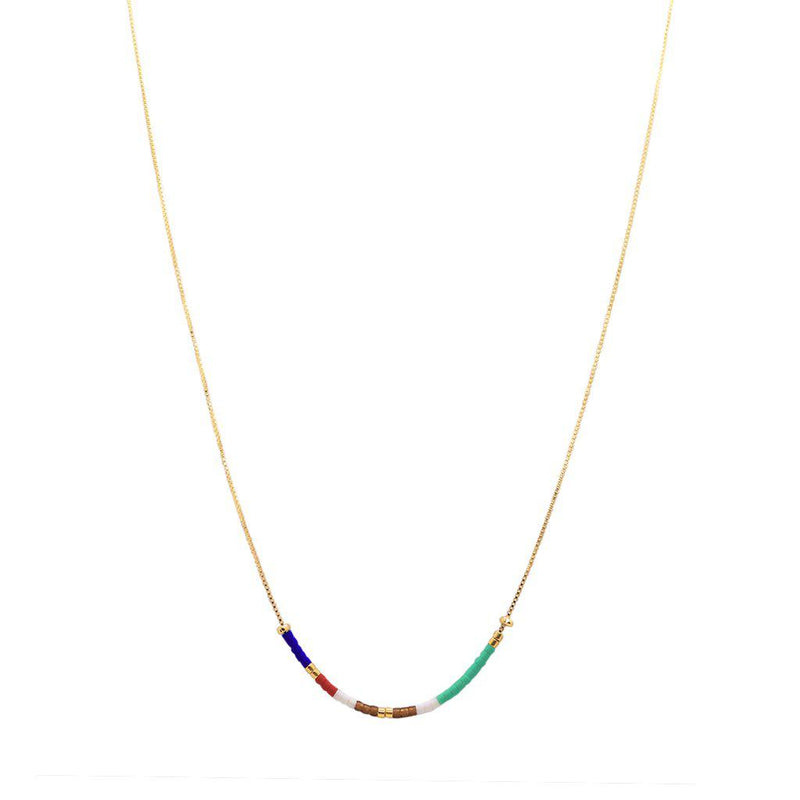 April colourful beads gold pendant