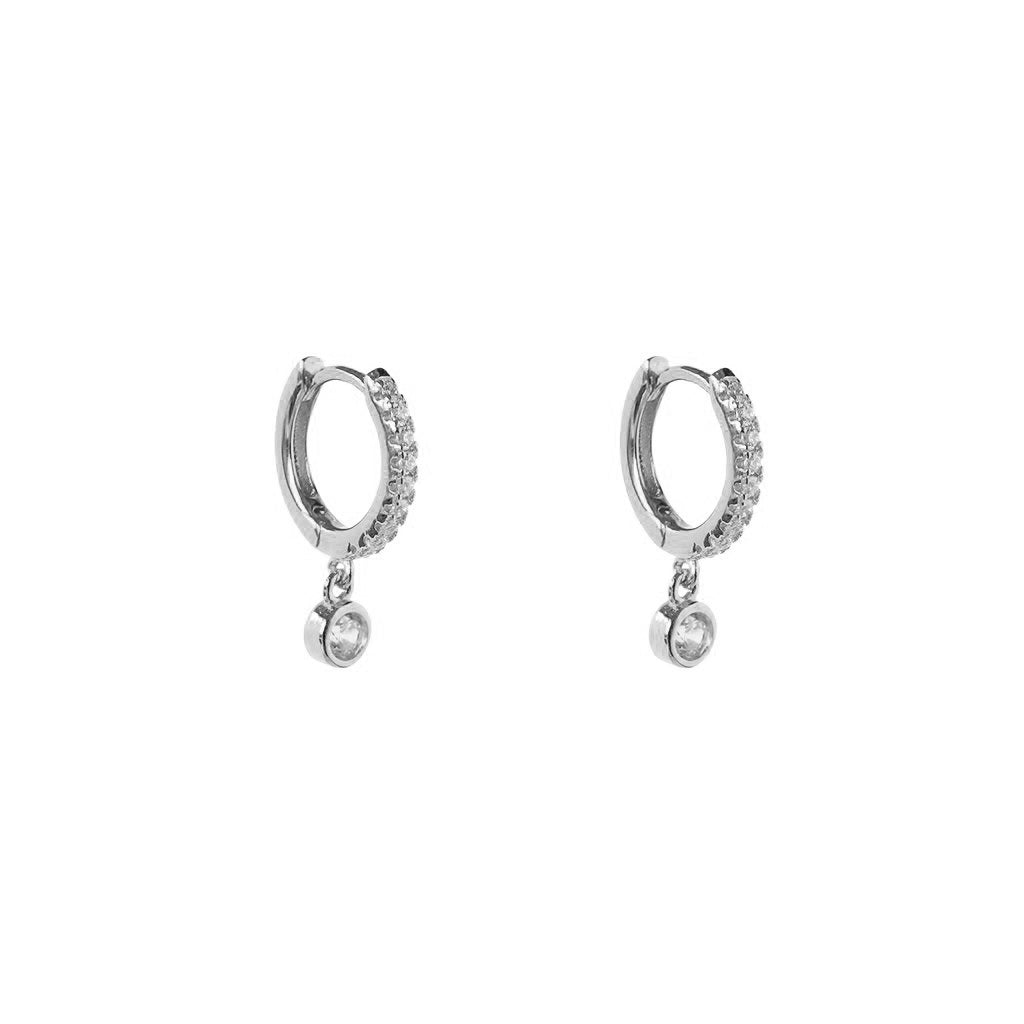 Arely 1 micron gold round crystal drop huggies | MEZI