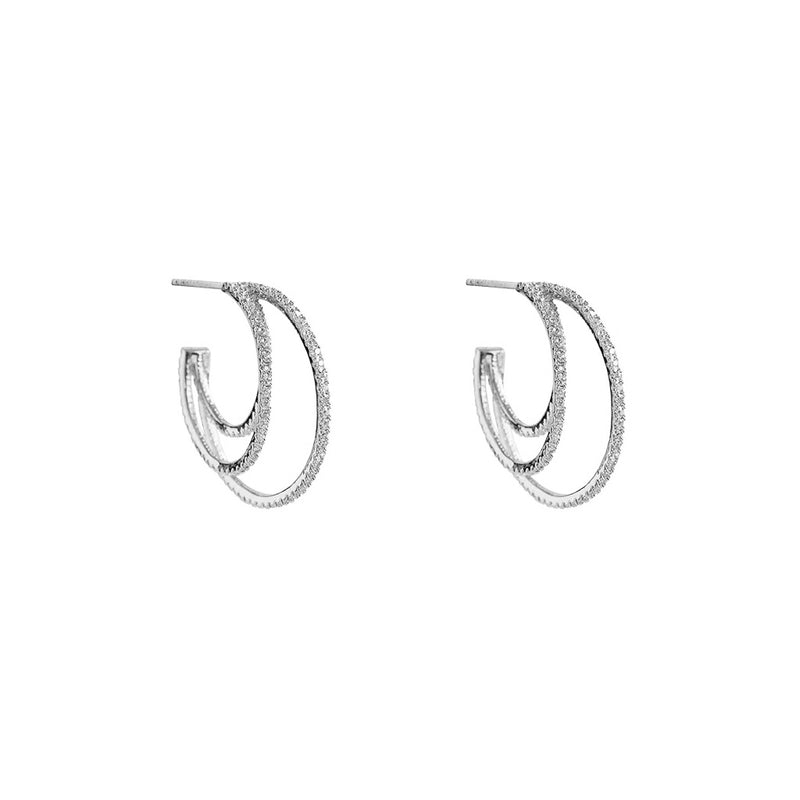 Avni triple crystal hoop earrings