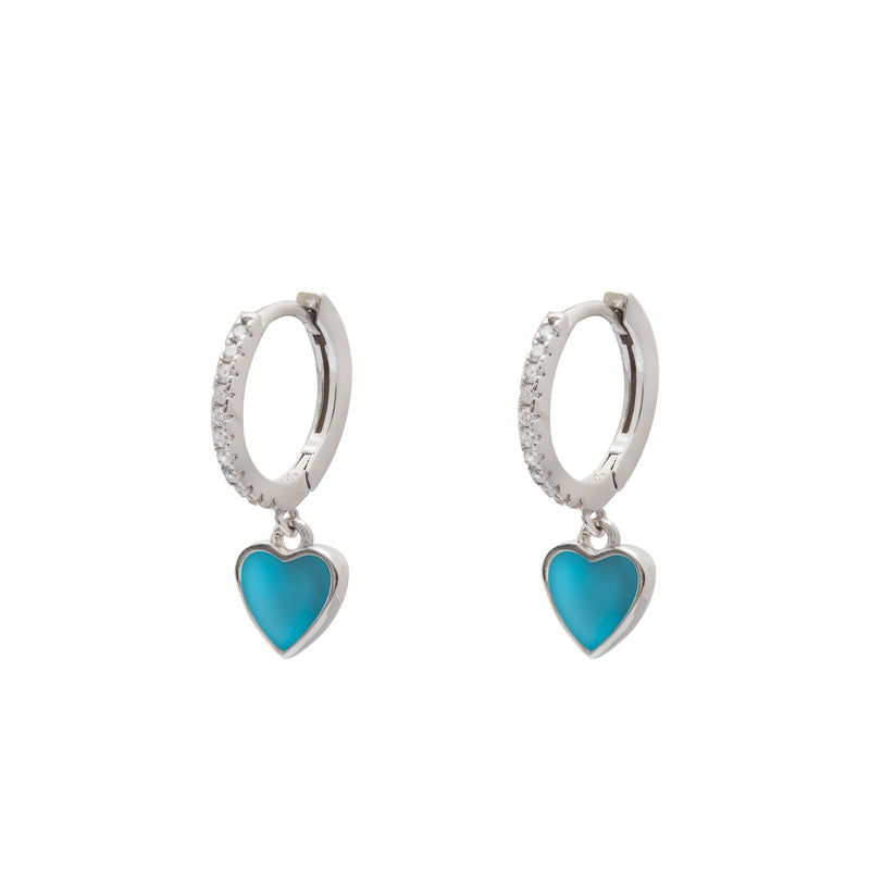 Azul heart enamel huggie earrings