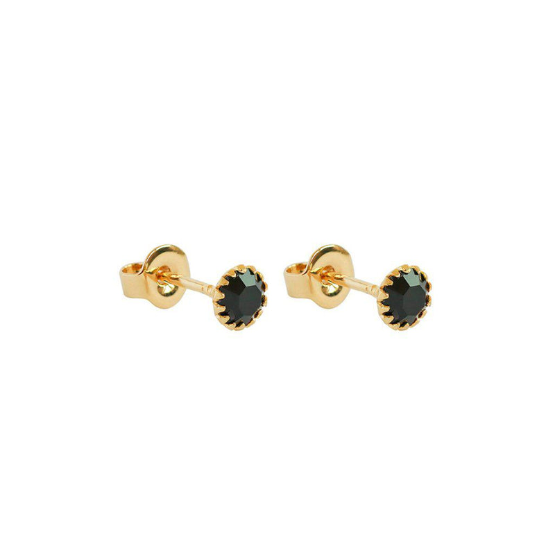 Cleva black crystal 2 micron gold studs