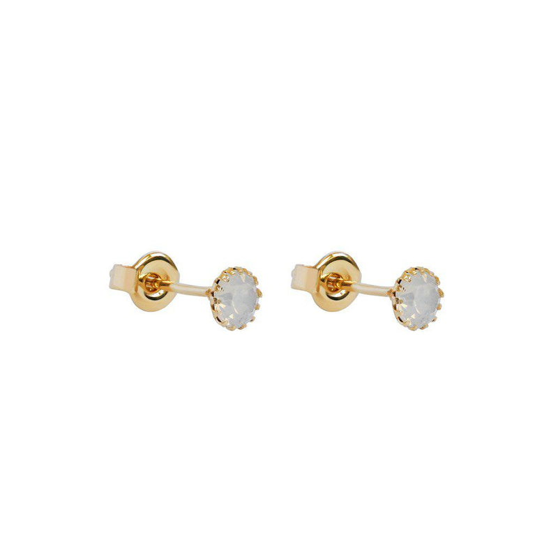 Cleva white crystal 2 micron gold studs