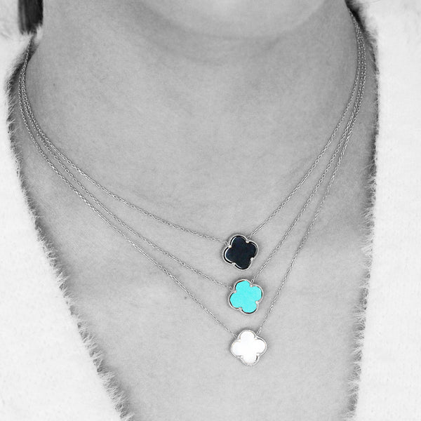Clover sterling silver turquoise pendant