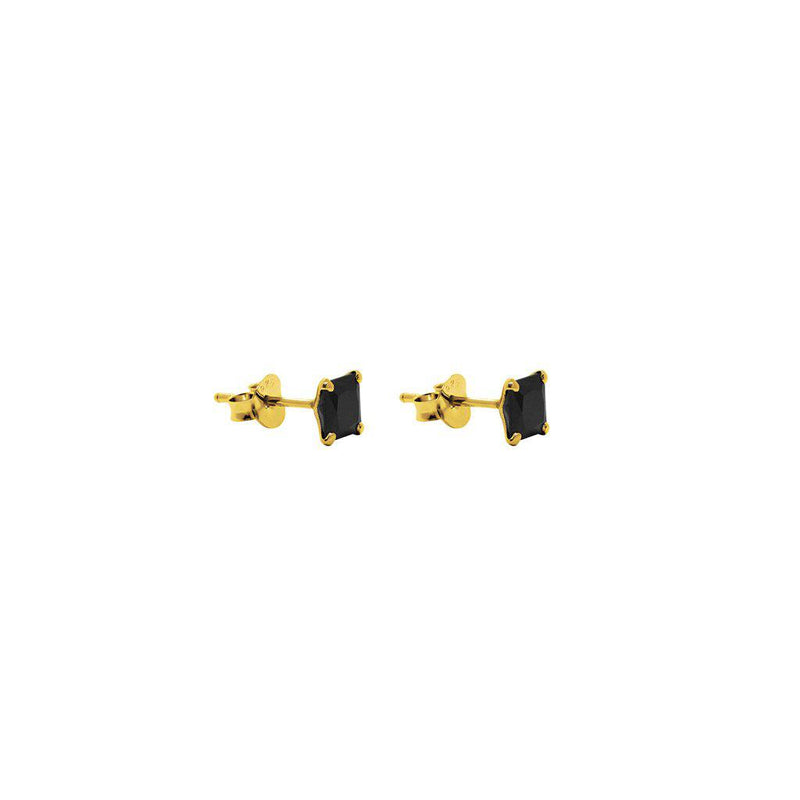 Cubic zirconia black crystal square studs