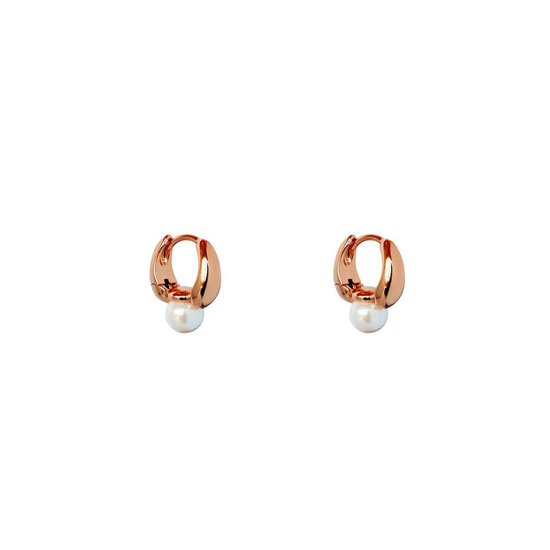 Chana rose gold pearl huggies
