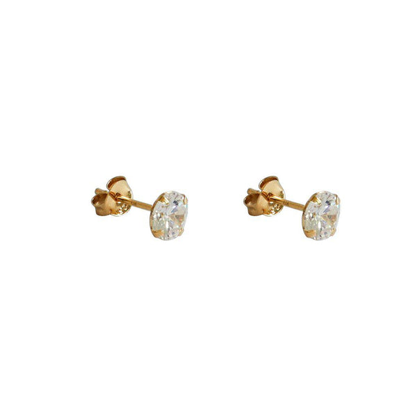 Cubic zirconia gold base round studs