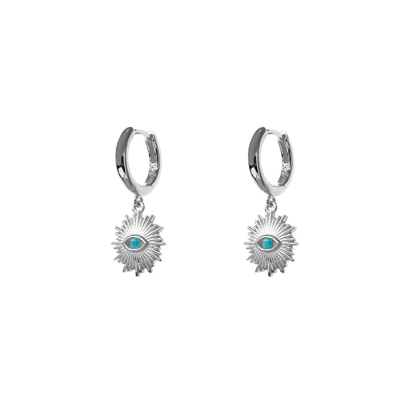 Evil eye disc crystal huggies