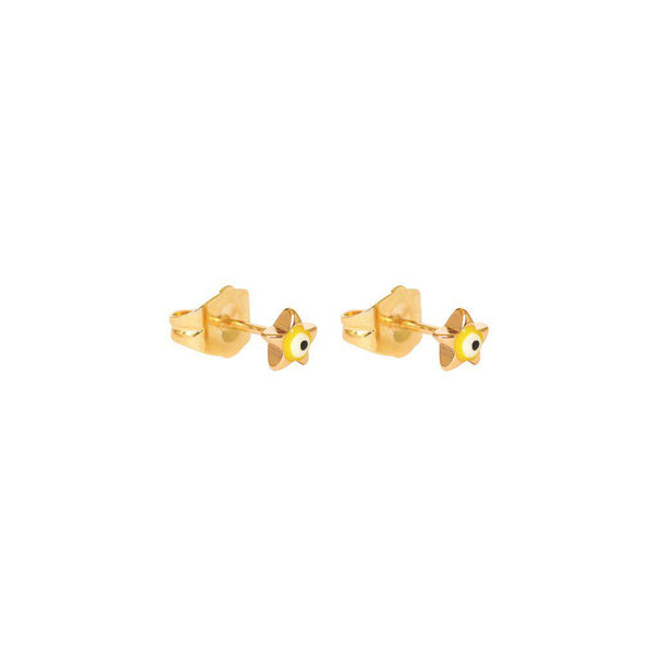 Evil eye star gold studs