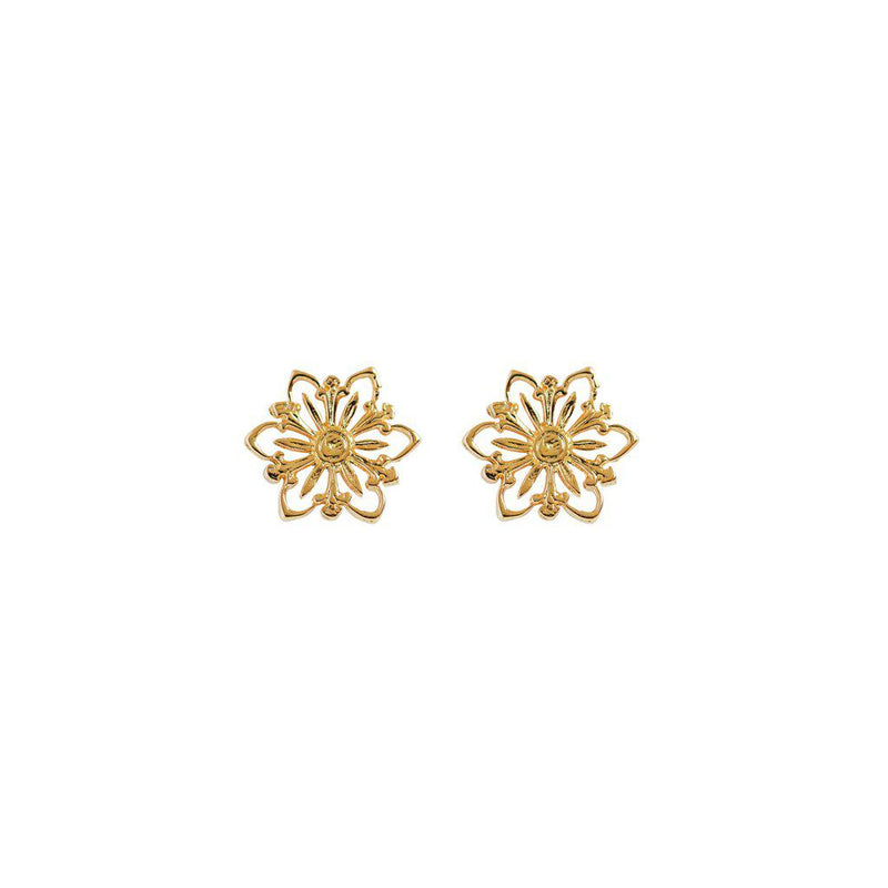 Flower filigree 2 micron gold studs