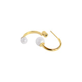 Hadleigh double loop pearl gold earrings