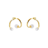 Hadleigh double loop pearl gold earrings