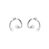 Hadleigh double loop pearl gold earrings