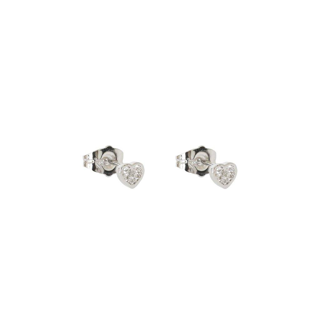 Heart shape silver crystal studs | MEZI
