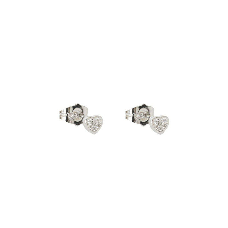 Heart shape silver crystal studs