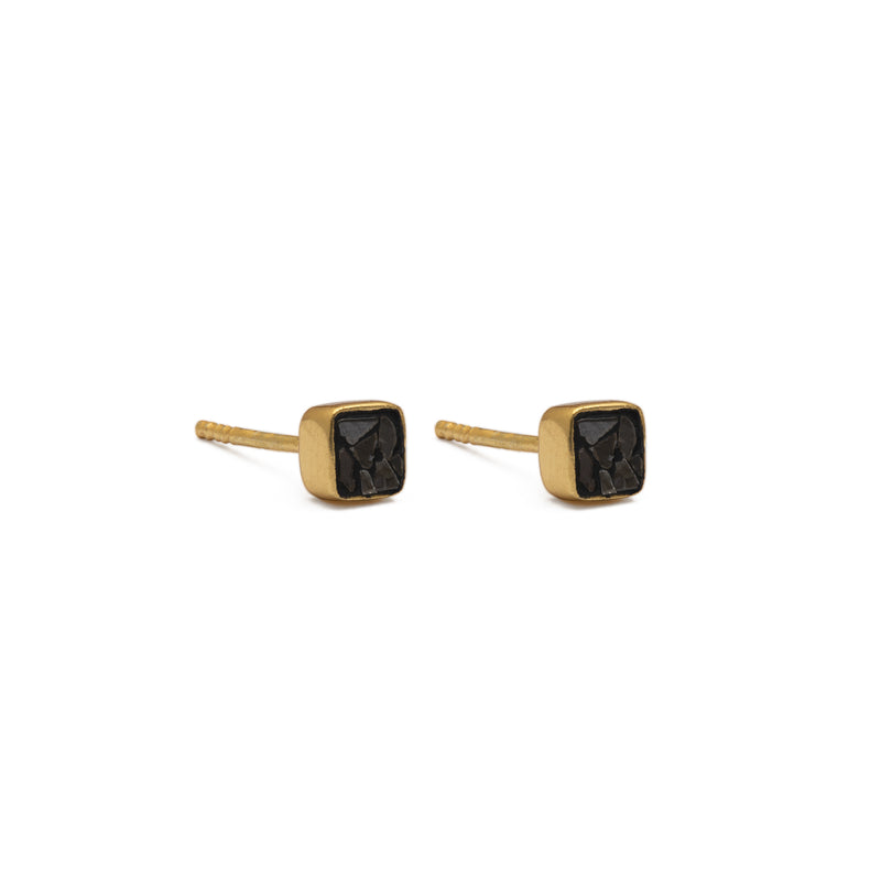 Mael black diamond gold vermeil earrings
