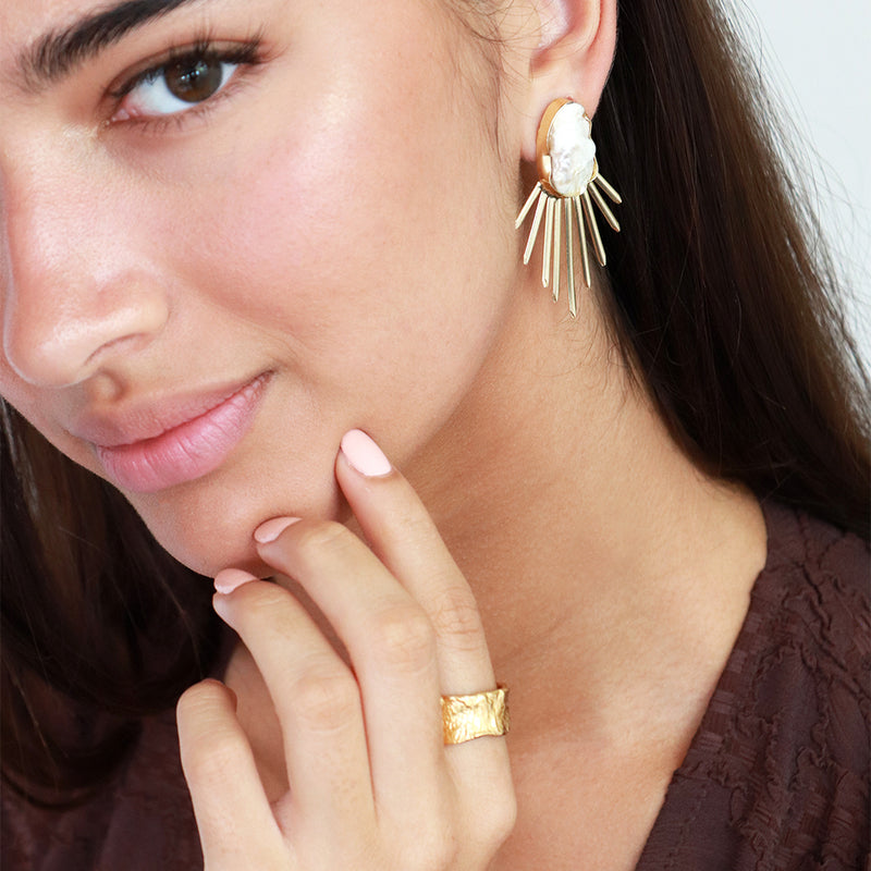 Raakal semi-precious gold earrings