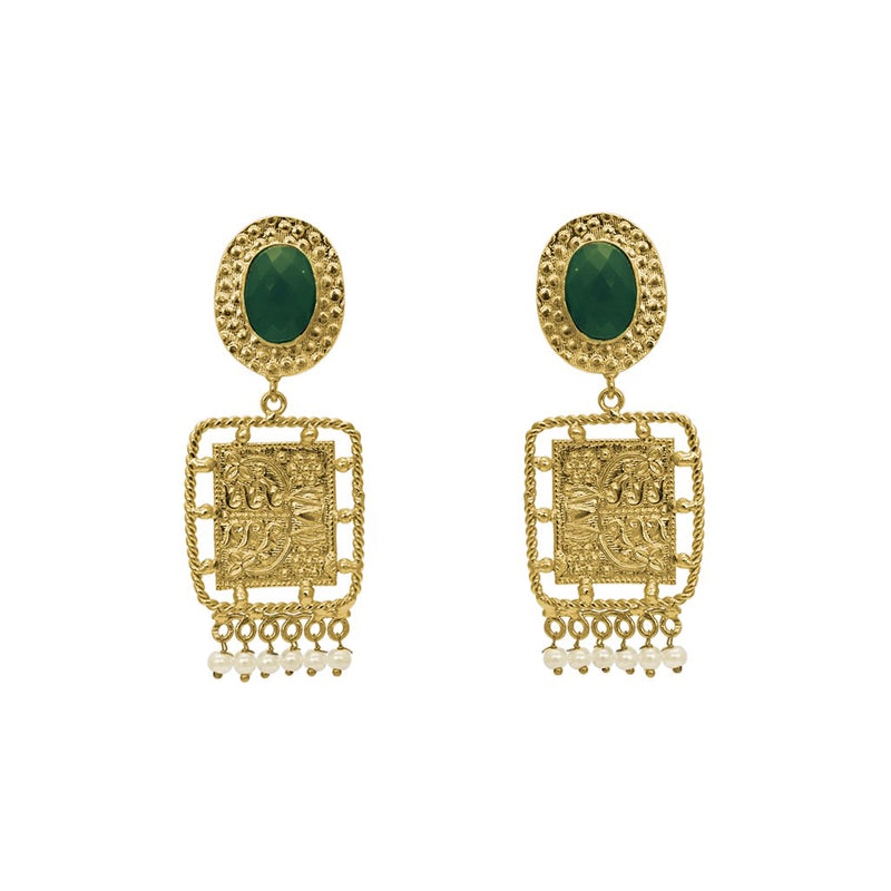 Ruta semi precious gold earrings