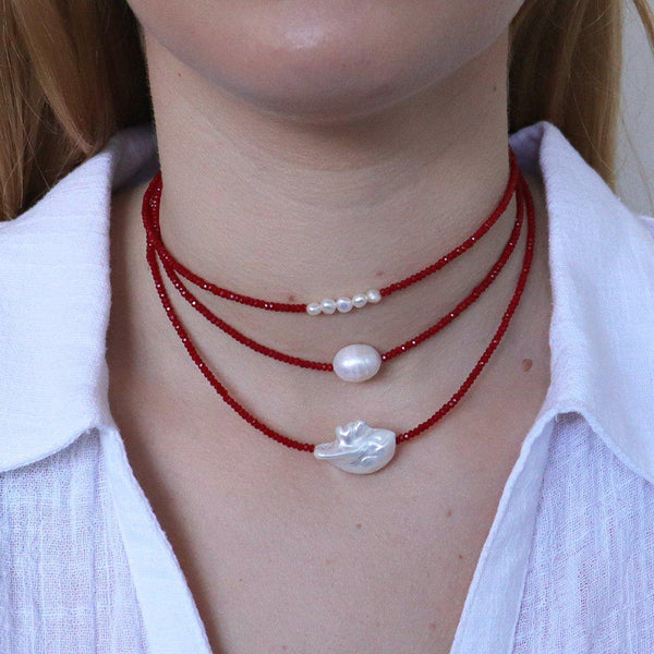 Darby natural pearl red necklace