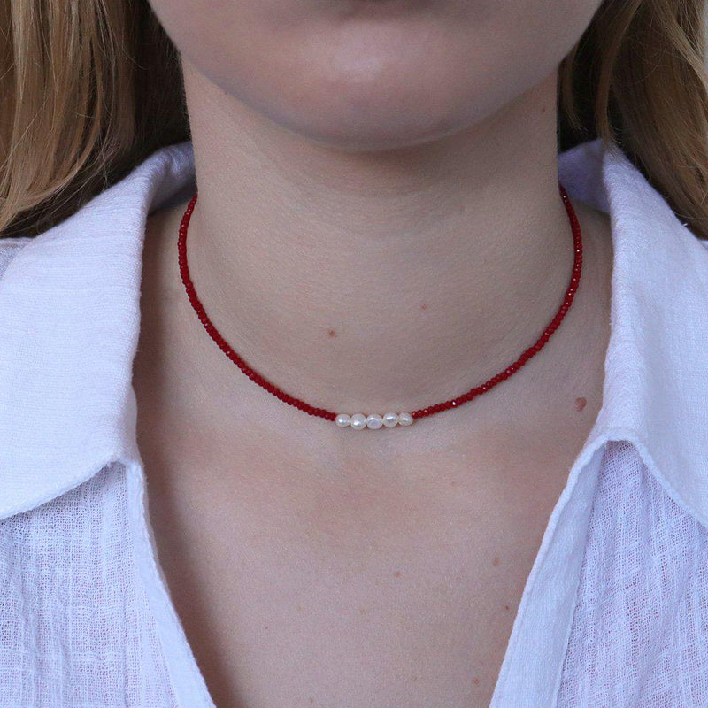 Darby natural pearl red necklace