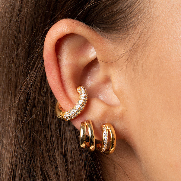 Amari double crystal hoop earrings