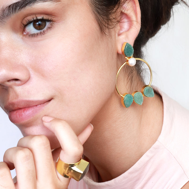 Lorelei semi precious gold earrings