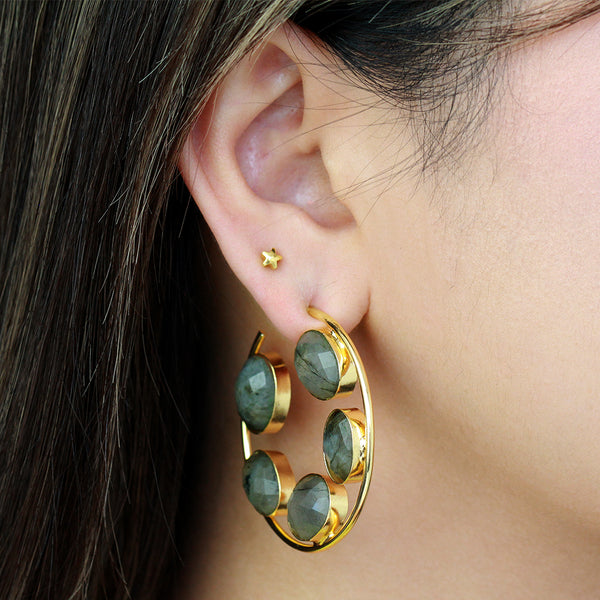 Irja semi precious gold earrings