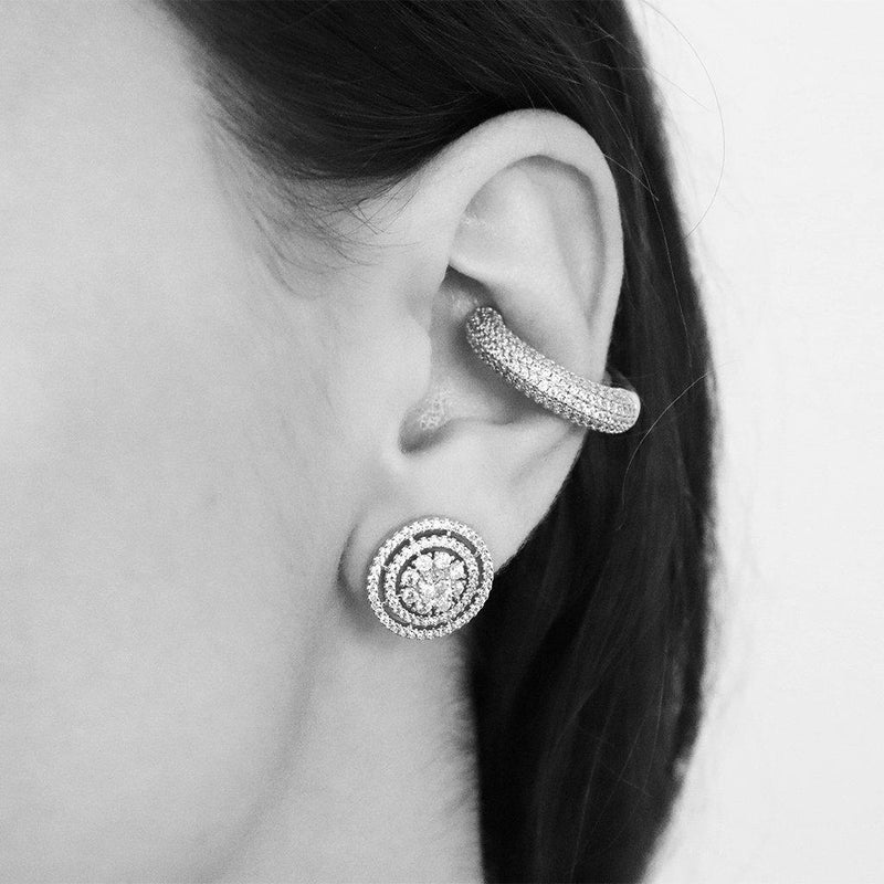 Clear crystal silver conch cuff earring