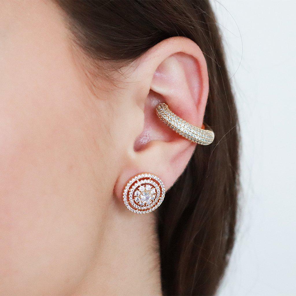 Clear crystal gold conch cuff earring | MEZI