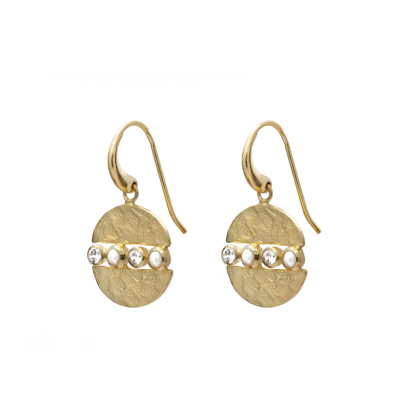 Amata semi-precious round disc earrings