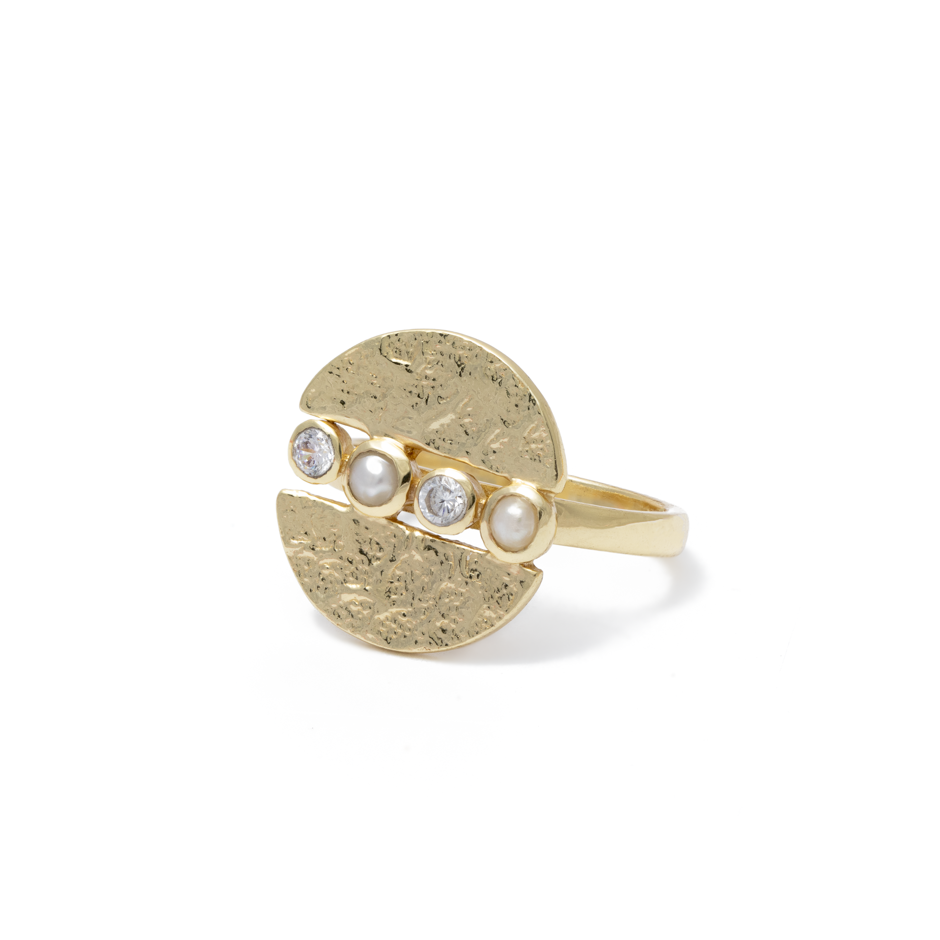 Amata semi-precious round disc ring | MEZI