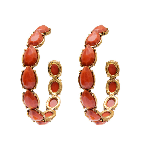 Macaw antique gold hoop earrings