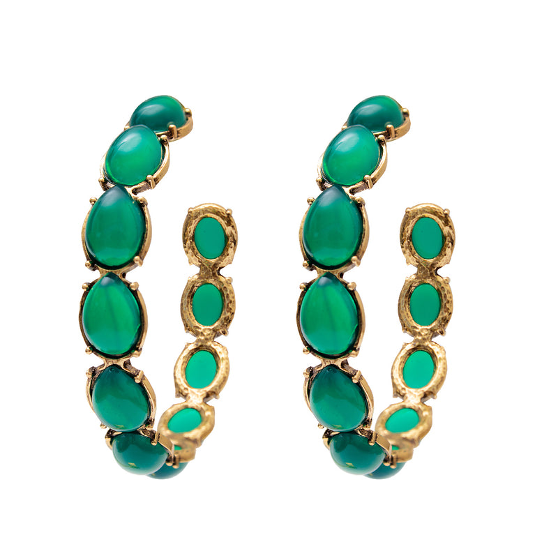 Macaw antique gold hoop earrings