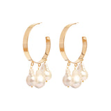 Pame shell based pearl gold hoop earrings
