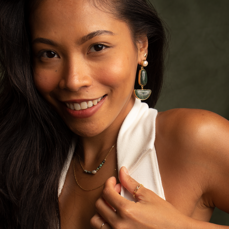Lyza semi precious gold drop earrings