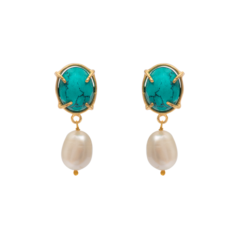 Mutia semi precious gold earrings