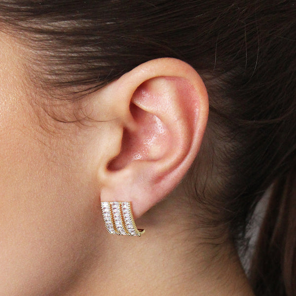 Lupe crystal three line drop stud earrings