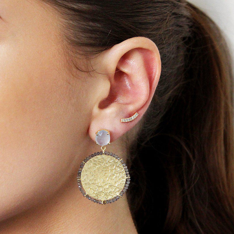 Boris 2 micron gold crystal bar studs