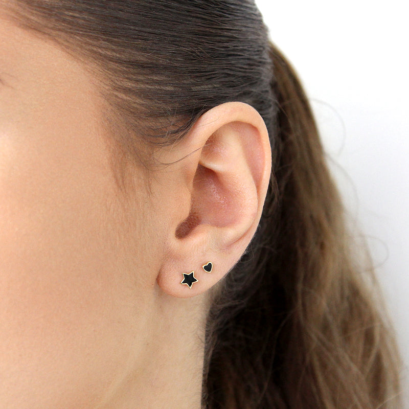 Star black enamel studs