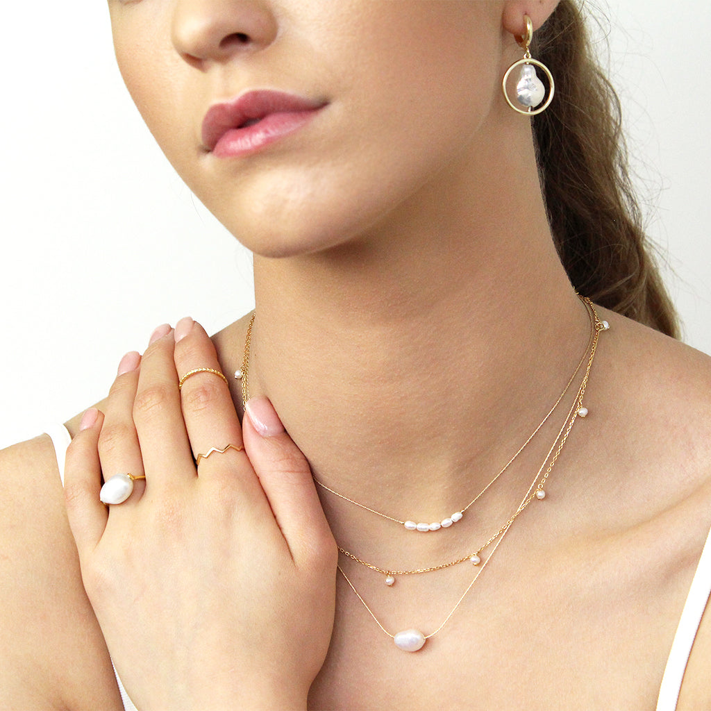Lurice large freshwater pearl gold pendant | MEZI