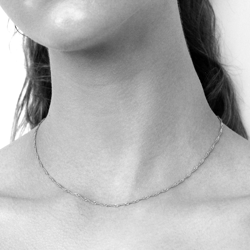 Plain sterling silver chain 40cm | MEZI