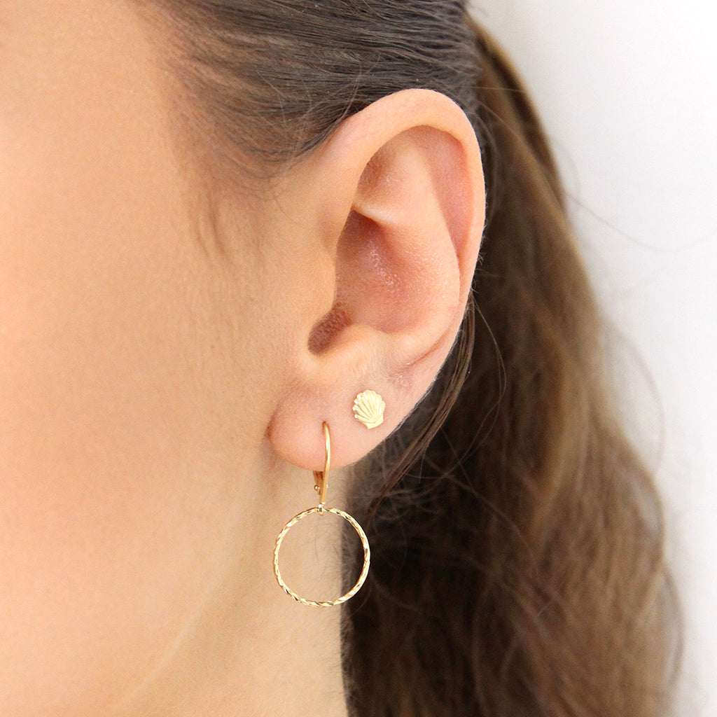 Raizy gold filled round hollow drop earrings | MEZI