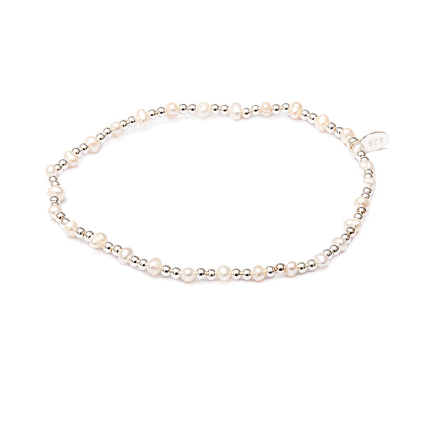 Eleah fresh water pearl silver ball stretch bracelet