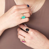 Taziz onyx rectangle gold filled semi-precious ring